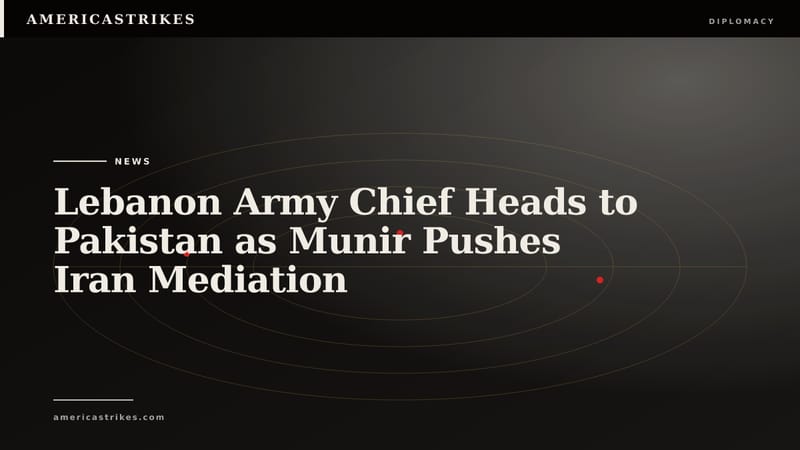 Lebanon Army Chief Heads to Pakistan as Munir Pushes Iran Mediation
