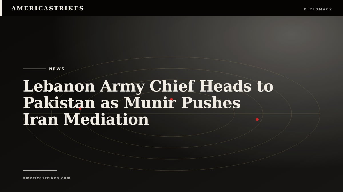 Lebanon Army Chief Heads to Pakistan as Munir Pushes Iran Mediation
