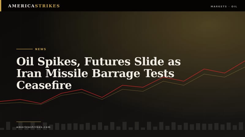 Oil Spikes, Futures Slide as Iran Missile Barrage Tests Ceasefire