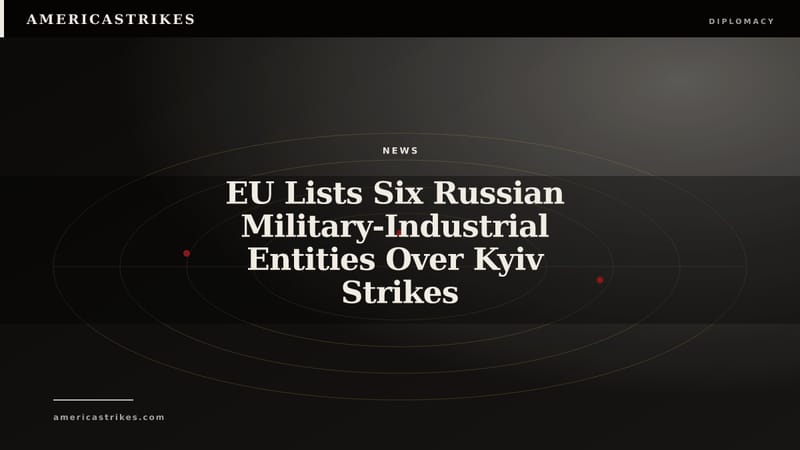 EU Lists Six Russian Military-Industrial Entities Over Kyiv Strikes