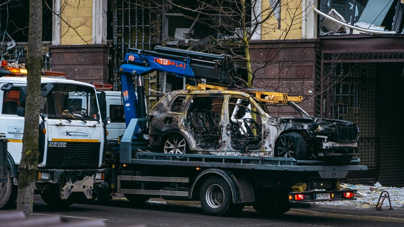 Russian Missile Strike Hits Kyiv, Sparking Fires as NATO Jet Downs Drone Over Romania