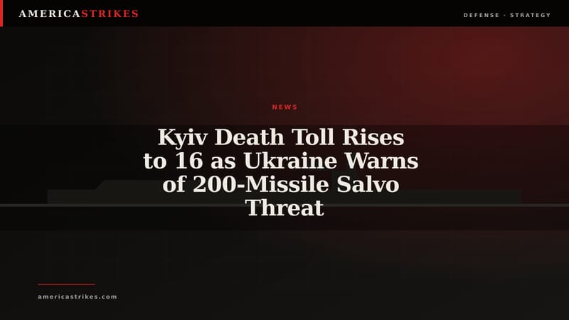 Kyiv Death Toll Rises to 16 as Ukraine Warns of 200-Missile Salvo Threat