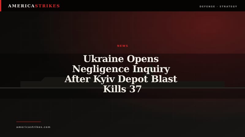 Ukraine Opens Negligence Inquiry After Kyiv Depot Blast Kills 37