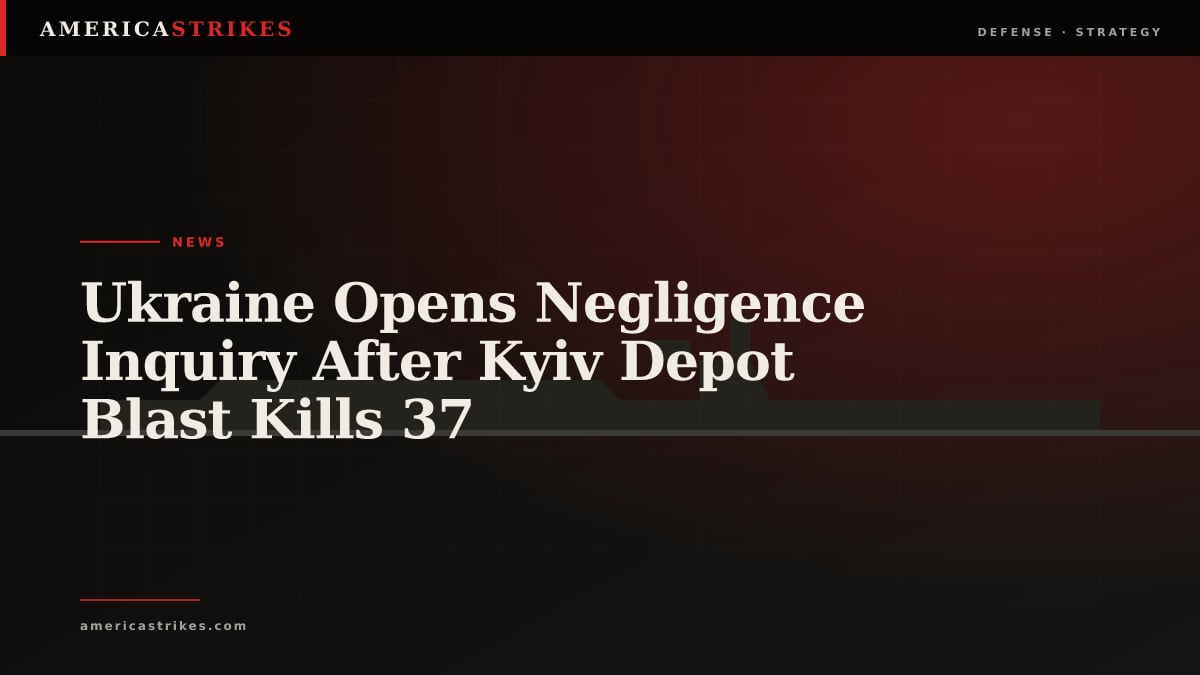 Ukraine Opens Negligence Inquiry After Kyiv Depot Blast Kills 37