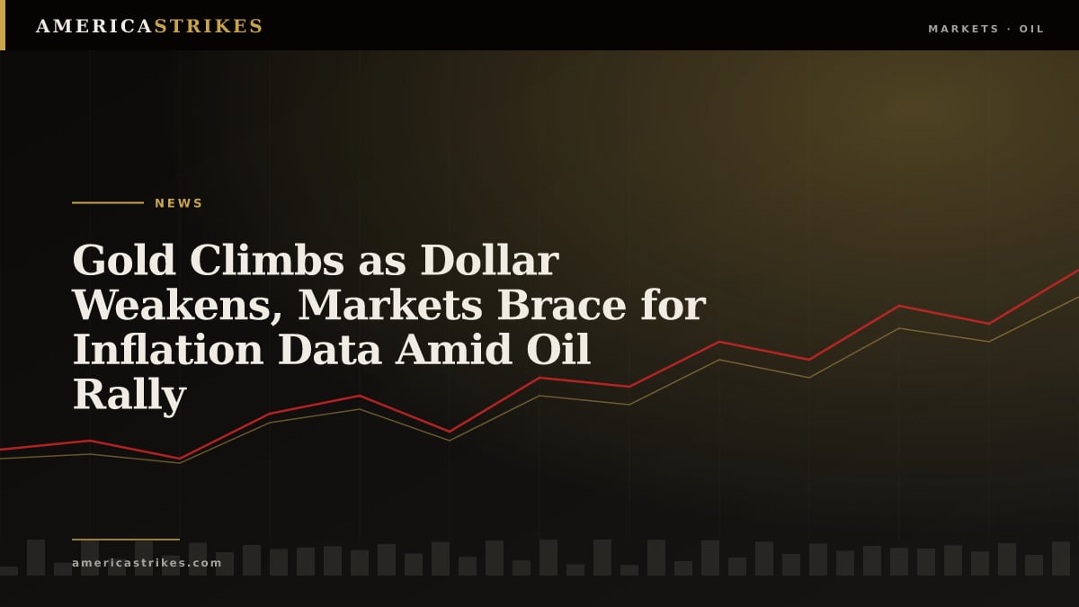 Gold Climbs as Dollar Weakens, Markets Brace for Inflation Data Amid Oil Rally