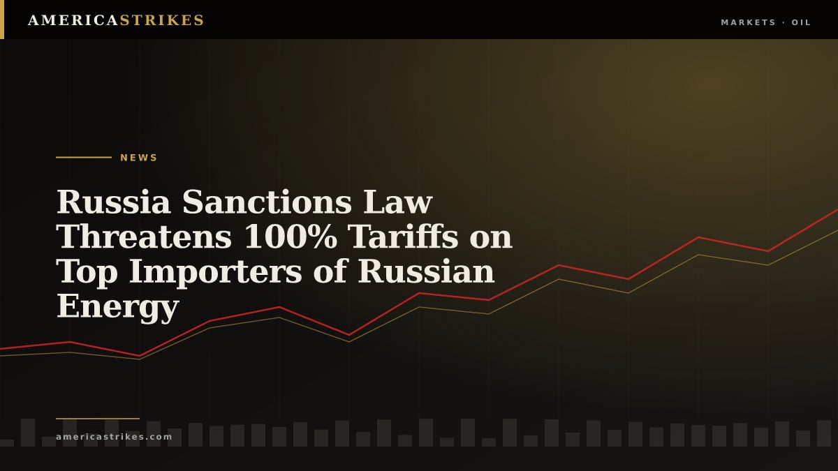 Russia Sanctions Law Threatens 100% Tariffs on Top Importers of Russian Energy